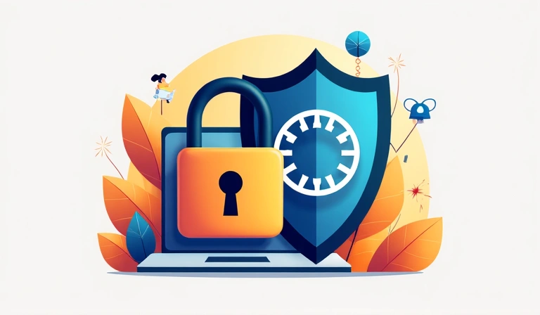 Illustration of a lock and shield, symbolizing data protection for children online
